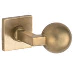 Knopkruk op geveerd rozet verdekt Bauhaus messing antiek, Nieuw