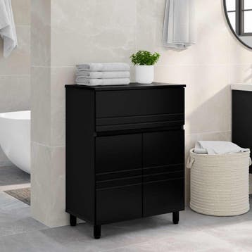 vidaXL Badkamer vaniteitsunit Zwart 60 x 35 x 80 cm Bewerkt, Verzenden, Nieuw