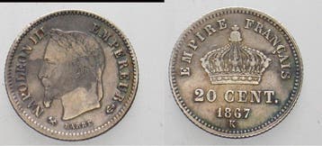 20 Centimes 1867 K Bordeaux Frankreich Napoleon Iii 1852-..., Verzenden, België