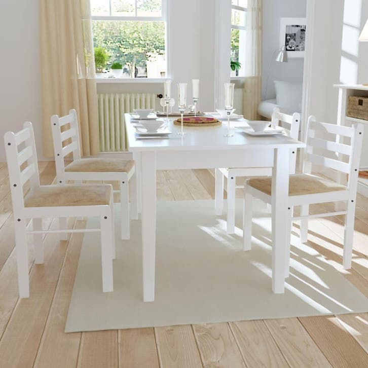 vidaXL Eetkamerstoelen 4 st massief rubberwood en fluweel, Maison & Meubles, Chaises, Envoi