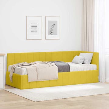 vidaXL Hoekbedframe met Matras met hoofdeinde 2 st Geel, Verzenden, Nieuw