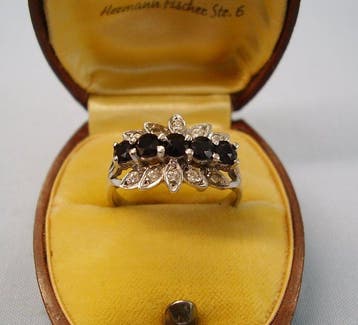 Zonder minimumprijs - Ring Zilver - 0.95ct. tw. Saffier -, Handtassen en Accessoires, Ringen, Nieuw