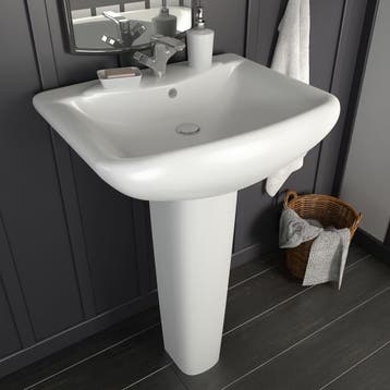 vidaXL Wastafel op voet vrijstaand 580x470x200 mm keramiek, Verzenden