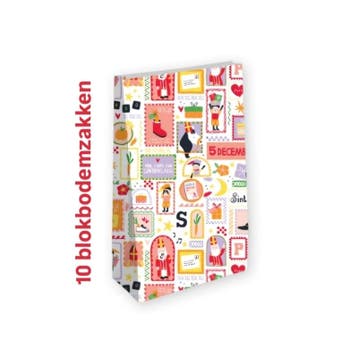 10x Blokbodem zak Pietenfeest Sinterklaas Maat L, Verzenden, Nieuw, Cadeauzakje