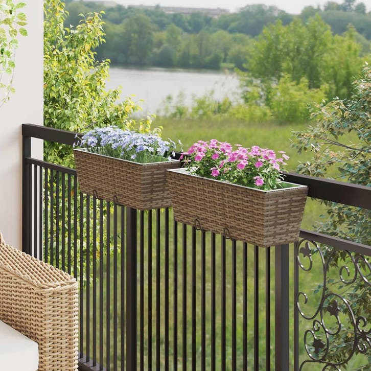 vidaXL Balkon 2 pcs 50 x 17 x 17 cm Metaal, Tuin en Terras, Bloempotten, Nieuw, Verzenden