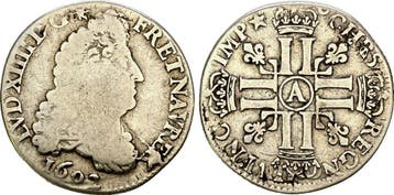 1/4 Ecu Paris 1692 A Frankreich: Ludwig Xiv, 1643-1715:, Verzenden