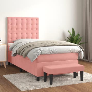 vidaXL Boxspring met matras fluweel roze 80x200 cm, Verzenden, Nieuw