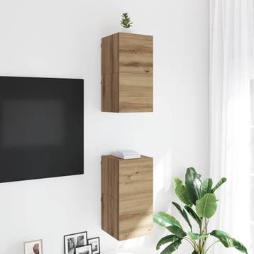 vidaXL Wandgemonteerde TV-kast Artisanaal eiken Bewerkt hout, Verzenden, Nieuw