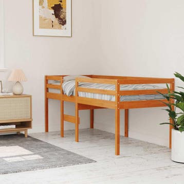 vidaXL Hoogslaper massief grenenhout wasbruin 75x190 cm, Verzenden, Nieuw