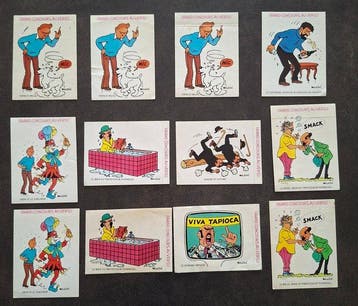 Tintin - Série de 12 Autocollants Tintin Vache Qui Rit + 6