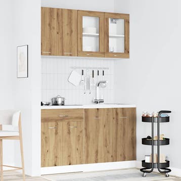 vidaXL 4-delige Keukenkastenset Lyon bewerkt hout artisanaal, Verzenden