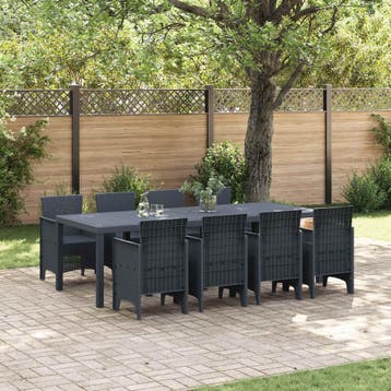 vidaXL Tuin Eettafel Set 9 st Antraciet Polypropyleen, Verzenden