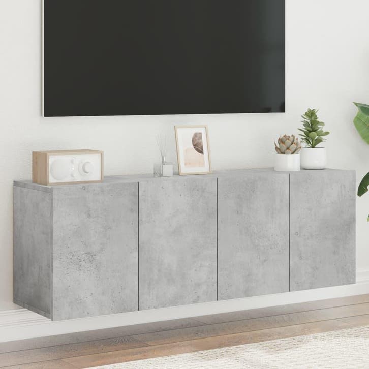 vidaXL Tv-meubels 2 st wandgemonteerd 60x30x41 cm betongrijs, Huis en Inrichting, Kasten |Televisiemeubels, Nieuw, Verzenden