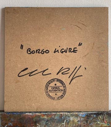 Claudio Rolfi (1960) - Borgo ligure, Antiquités & Art, Art | Peinture | Moderne