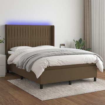 vidaXL LED Box Spring Bed met hoofdeinde Stof, Verzenden