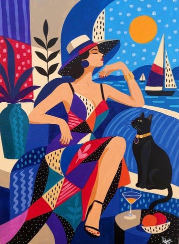 Adri Q 120 x 90 cm - Elegancia felina en el Mediterráneo