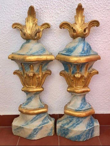 Groot paar altaarbeelden – 67 cm - Hout - 1750-1800