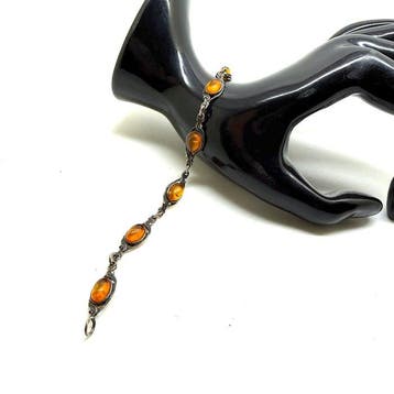 Ambachtelijke Art Deco zilveren armband met natuurlijk