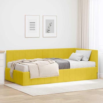 vidaXL Hoekbedframe met Matras met hoofdeinde 2 st Geel, Verzenden, Nieuw