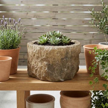 vidaXL Plantenbak Verouderde steen Ø 35 x 20 cm Kalksteen, Tuin en Terras, Verzenden, Nieuw