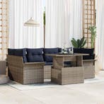 vidaXL Tuinbank Set met kussen 7 pcs Grijs poly rattan, Tuin en Terras, Tuinsets en Loungesets, Verzenden, Nieuw
