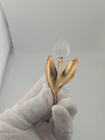Swarovski - Crystal, Verguld - Broche - Grote bloem
