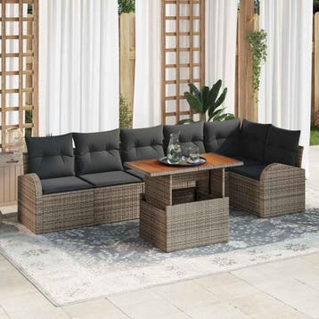 vidaXL Tuinbank Set 7 st Grijs, Verzenden, Nieuw