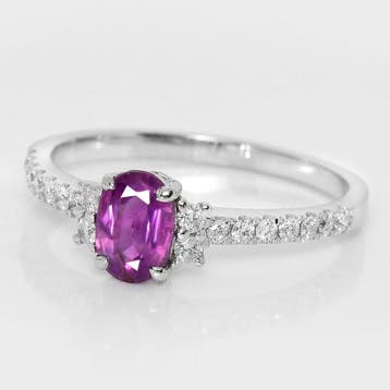 Zonder minimumprijs - Ring - 14 karaat GIA 0,73 ct Kashmir