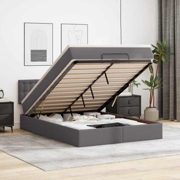 vidaXL Bed poef met matrassen en LEDs 140x190cm kunstleer, Verzenden, Nieuw