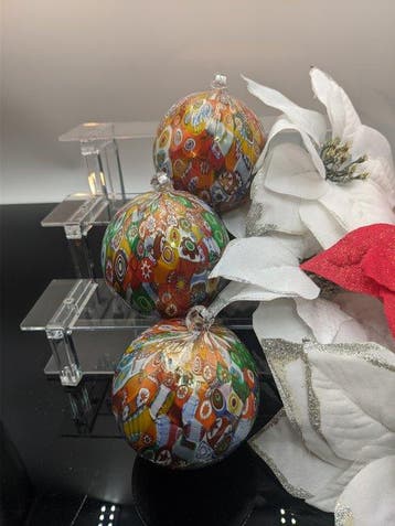 Boules de Noël Murano (3) - Murrine Millefiori - Verre de