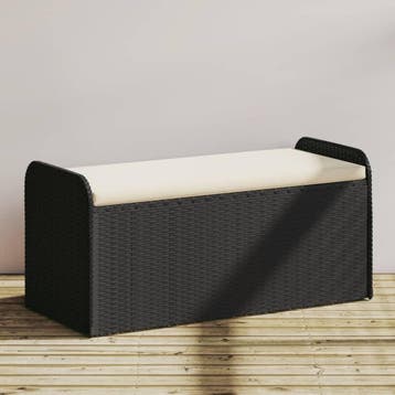 vidaXL Opbergbankje met kussen 115x51x52 cm poly rattan, Verzenden, Nieuw