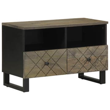 vidaXL Tv-meubel 70x33x46 cm massief mangohout zwart, Verzenden, Nieuw