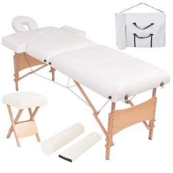 vidaXL Massagetafel- en krukset inklapbaar 2 zones 10 cm dik, Verzenden