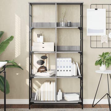 vidaXL Boekenrek 78,5x33x153 cm bewerkt hout grijs sonoma, Verzenden, Nieuw