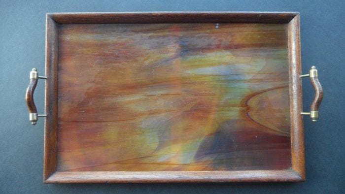 Plateau - Bois, Cuivre, opaline - Deux plateaux, Antiquités & Art, Art | Objets design