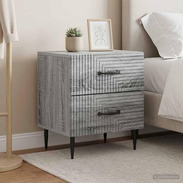 vidaXL Nachtkastje 2 st Grijs sonoma 43 x 34,5 x 47,5 cm, Huis en Inrichting, Slaapkamer | Nachtkastjes, Verzenden, Nieuw