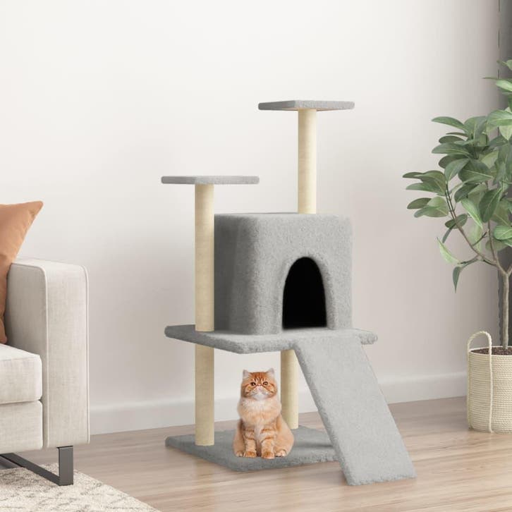 vidaXL Kattenmeubel met sisal krabpalen 110 cm lichtgrijs, Animaux & Accessoires, Accessoires pour chats, Envoi