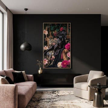 Paneel - GA003 - Decoratief De Panter op de Troon –, Antiek en Kunst