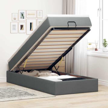 vidaXL Ottoman bed met matras 90x190cm stof donkergrijs, Verzenden, Nieuw
