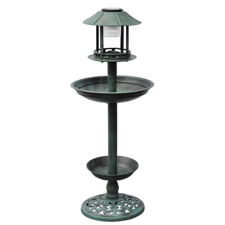 vidaXL Vogelbad/voederhuisje met solarverlichting, Jardin & Terrasse, Maisons & Bains d'oiseaux, Envoi