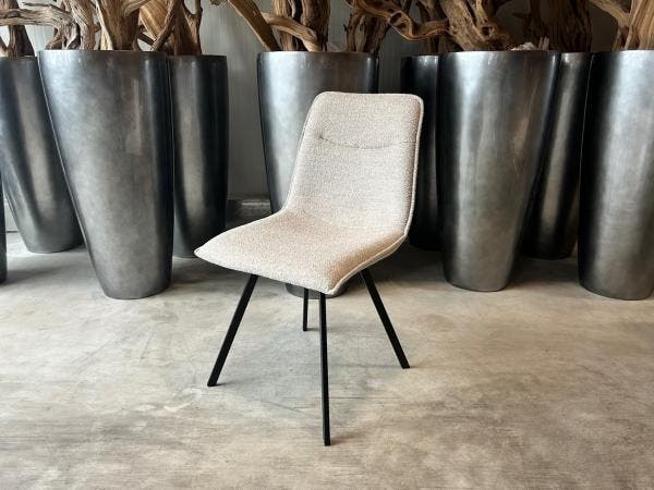 Veiling - Stoel Nora (set van 6) Stof - Boucle - Creme - Nat, Maison & Meubles, Chaises