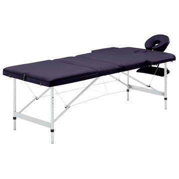vidaXL Massagetafel inklapbaar 3 zones aluminum paars, Verzenden