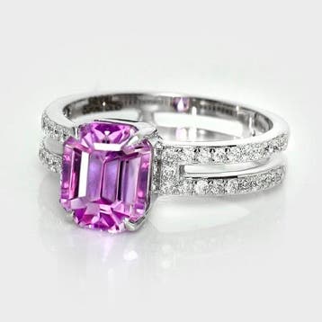 Zonder minimumprijs - Ring - 14 karaat Witgoud, HRD 3,35 ct