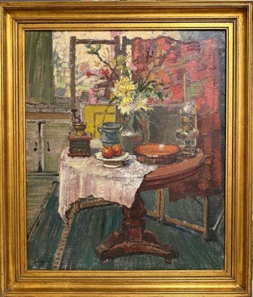 Jules De Cort (1918-1999) - Interieur met gedekte ronde