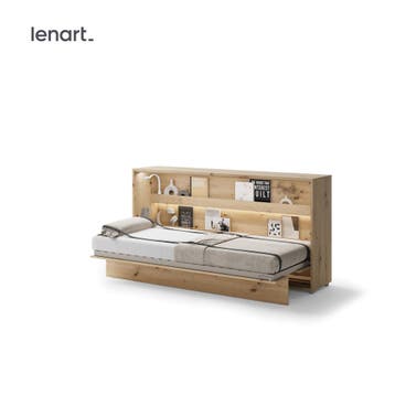 Lenart Bed Concept Horizontaal Opklapbed 90x200 - Eikenkleur, Nieuw