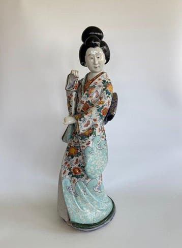 Figure - Large Arita Geisha Bijin Statue - Meiji Period - 60