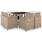 vidaXL 9-delige Tuinset met kussens poly rattan beige, Verzenden, Nieuw, Tuinset
