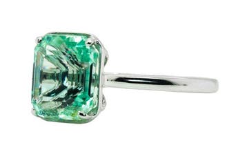 Bague - 14 carats Or blanc, Vert pastel (sans huile) -, Nieuw