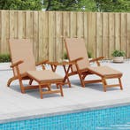 vidaXL Ligstoel die kan leunen en vouwen 3 pcs Taupe, Tuin en Terras, Verzenden, Nieuw