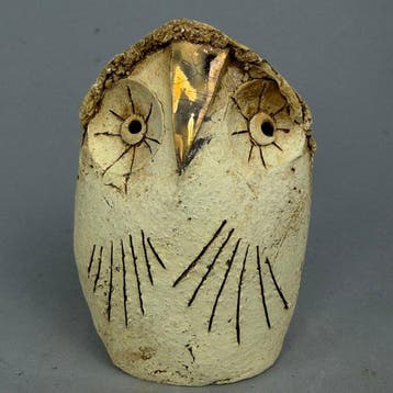 Ewa Budzowska - sculptuur, No reserve- the owl- with 24carat